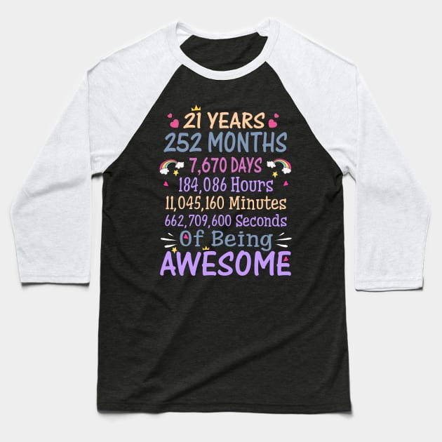 Birthday Gift 21 Years Old Being Awesome Baseball T-Shirt by CelineTootd